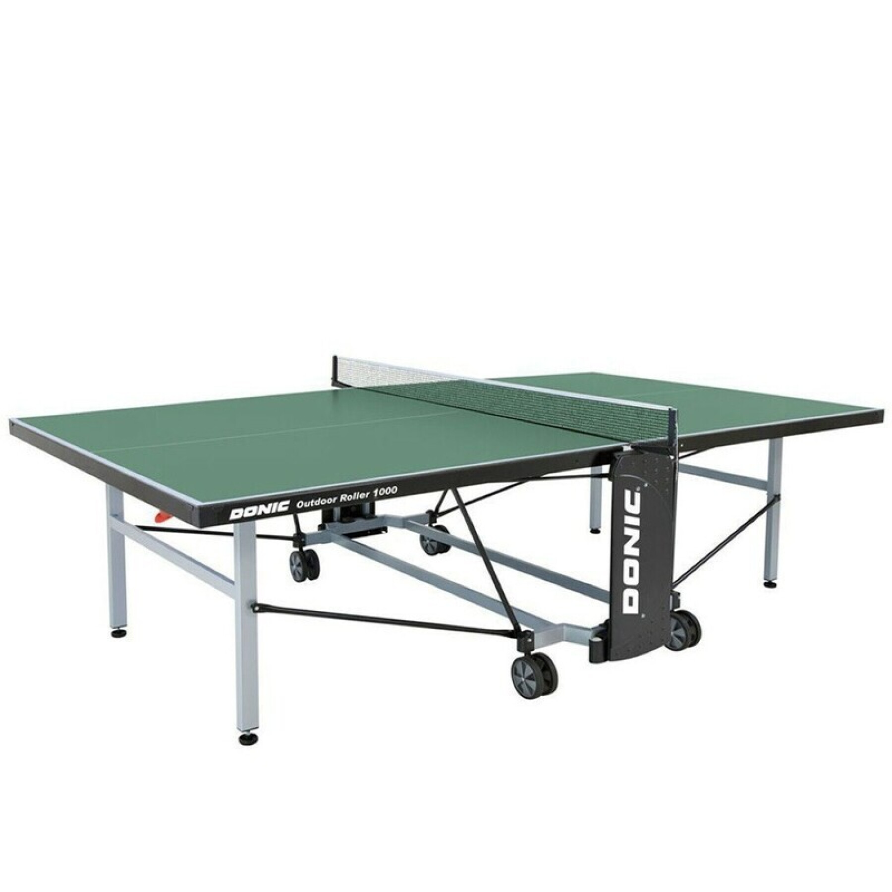 Mesa de ping-pong de exterior resistente a la intemperie con ruedas y red Donic 1000
