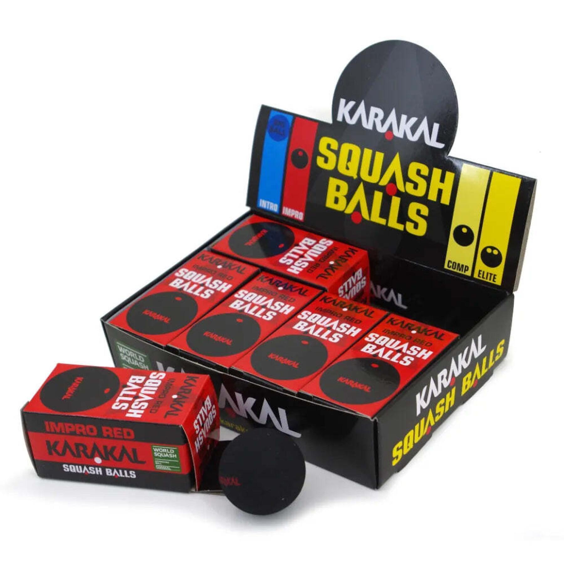 point Juego de 12 pelotas de squash en rojo Karakal